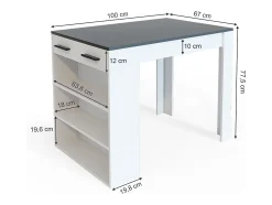 Mesa de comedor antracita/blanco 67x100x77.5 repose