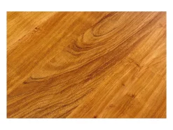 Mesa de comedor ARKAYA – Madera maciza de acacia barnizada y metal negro – 200 cm – Tablero grueso de 35 mm – Estilo industrial