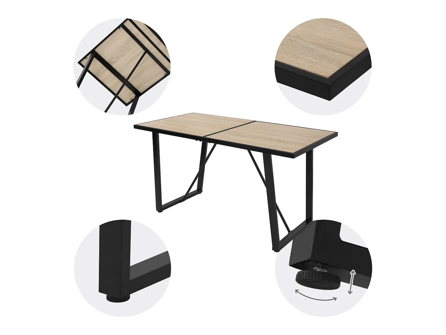 Mesa de comedor aspecto roble mueble cocina rectangular para 6 personas 140x70cm