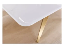 Mesa de comedor AXIS – Rectangular 200 cm – Efecto mármol blanco – Patas de metal color oro – Estilo chic