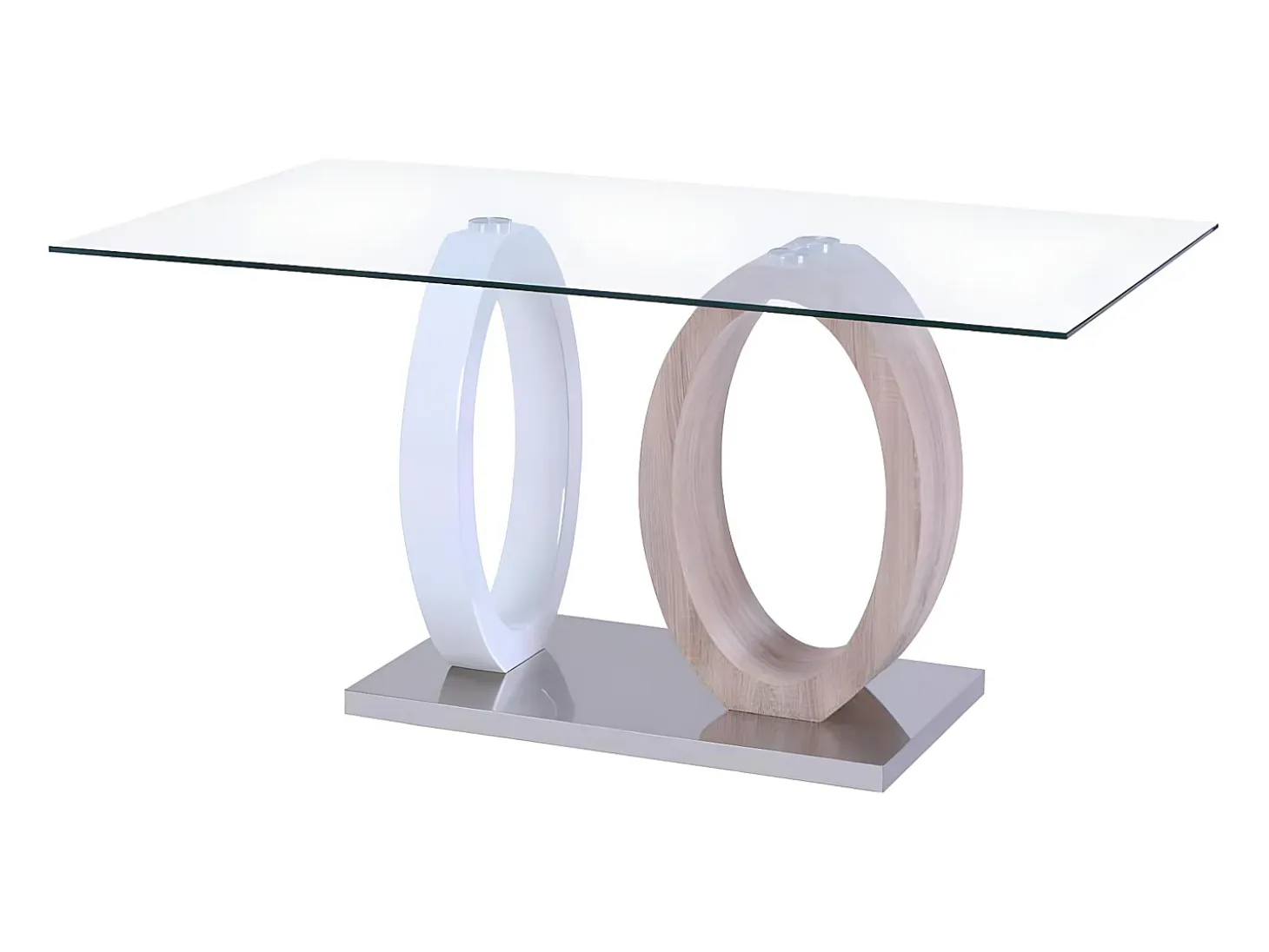 Mesa de comedor AYANE 6 cubiertos - Tapa cristal templado