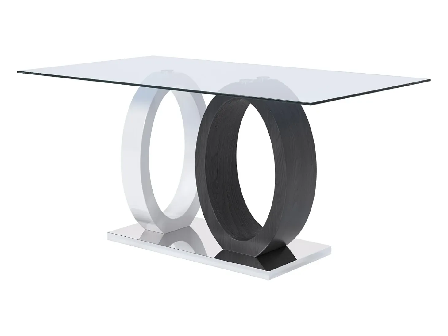 Mesa de comedor AYANE - Tapa cristal templado Gris y blanco