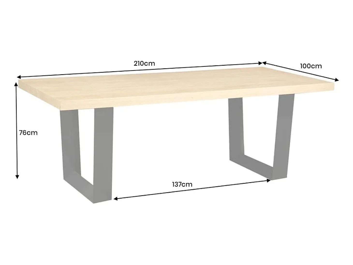 Mesa de comedor AZMA – Chapa de roble y metal – 210 cm – Estilo moderno