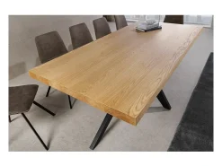 Mesa de comedor AZMA – Chapa de roble y metal – 200 cm – Estilo moderno