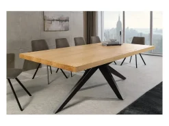 Mesa de comedor AZMA – Chapa de roble y metal – 200 cm – Estilo moderno