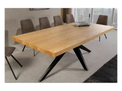 Mesa de comedor AZMA – Chapa de roble y metal – 200 cm – Estilo moderno