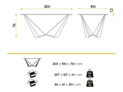 Mesa de comedor Bazika 200 cm de cristal templado con patas de metal negro