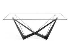 Mesa de comedor Bazika 200 cm de cristal templado con patas de metal negro