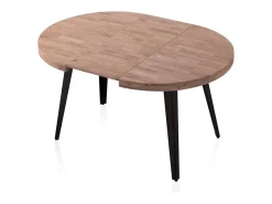 Mesa de comedor Berg extensible forma redonda roble honey/negro 76x100-140-180x100 cm Adec