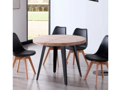 Mesa de comedor Berg extensible forma redonda roble honey/negro 76x100-140-180x100 cm Adec