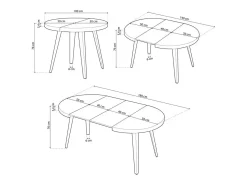 Mesa de comedor Berg extensible forma redonda roble honey/negro 76x100-140-180x100 cm Adec