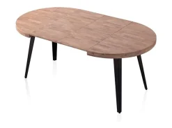Mesa de comedor Berg extensible forma redonda roble honey/negro 76x100-140-180x100 cm Adec