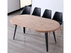 Mesa de comedor Berg extensible forma redonda roble honey/negro 76x100-140-180x100 cm Adec