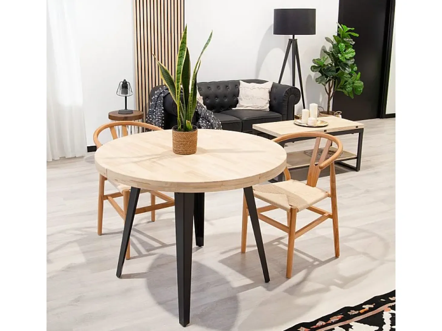 Mesa de comedor Berg extensible forma redonda roble Nordish/negro Adec