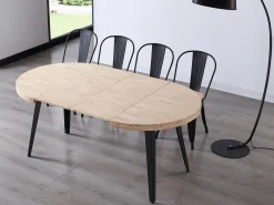 Mesa de comedor Berg extensible forma redonda roble Nordish/negro Adec