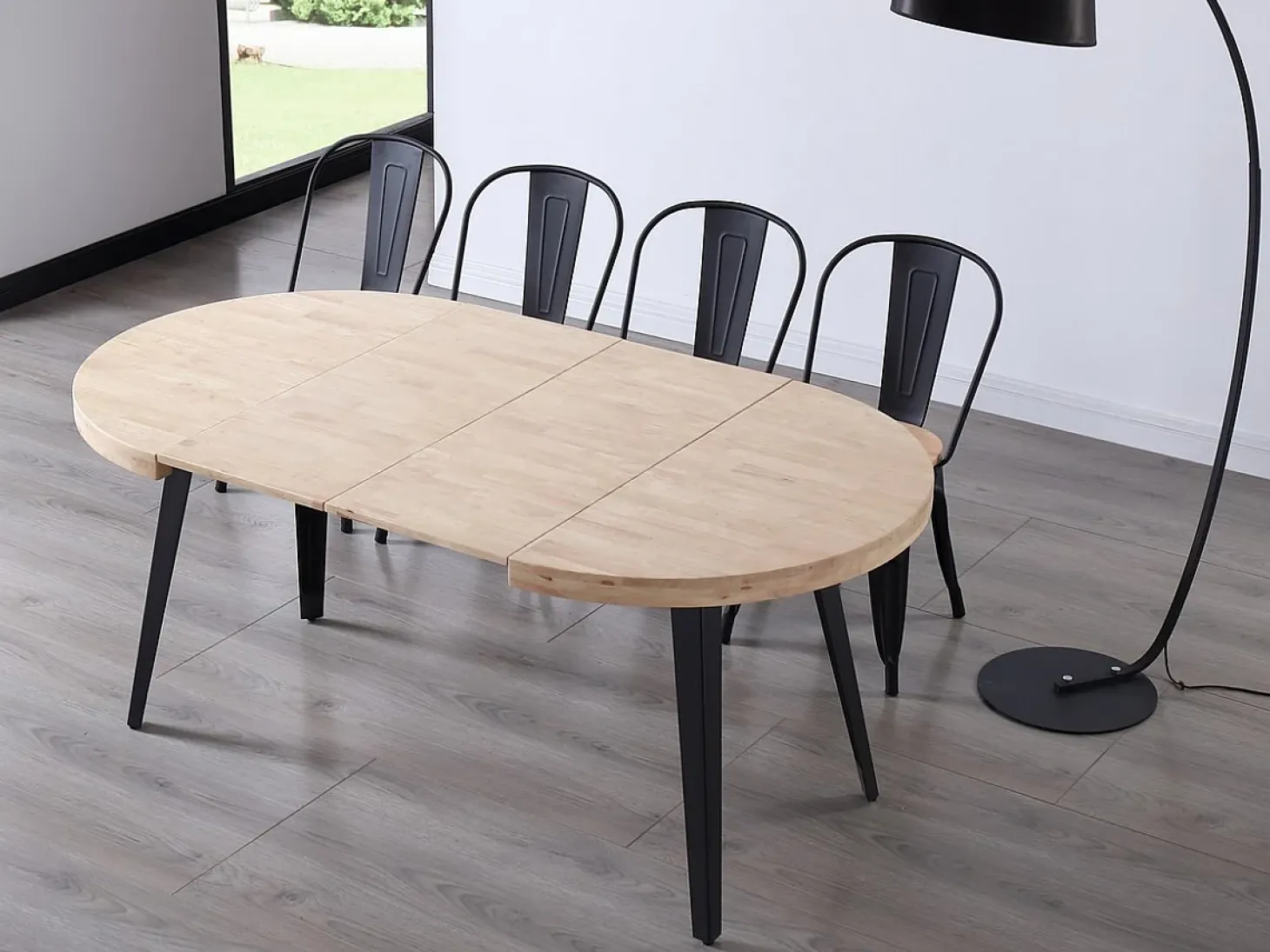 Mesa de comedor Berg extensible forma redonda roble Nordish/negro Adec