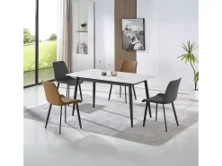 Mesa de comedor Berna diseño ceramic blanco 75x140x80 cm Adec