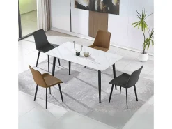 Mesa de comedor Berna diseño ceramic blanco 75x140x80 cm Adec