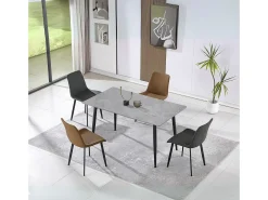 Mesa de comedor Berna diseño gres gris 75x140x80 cm Adec