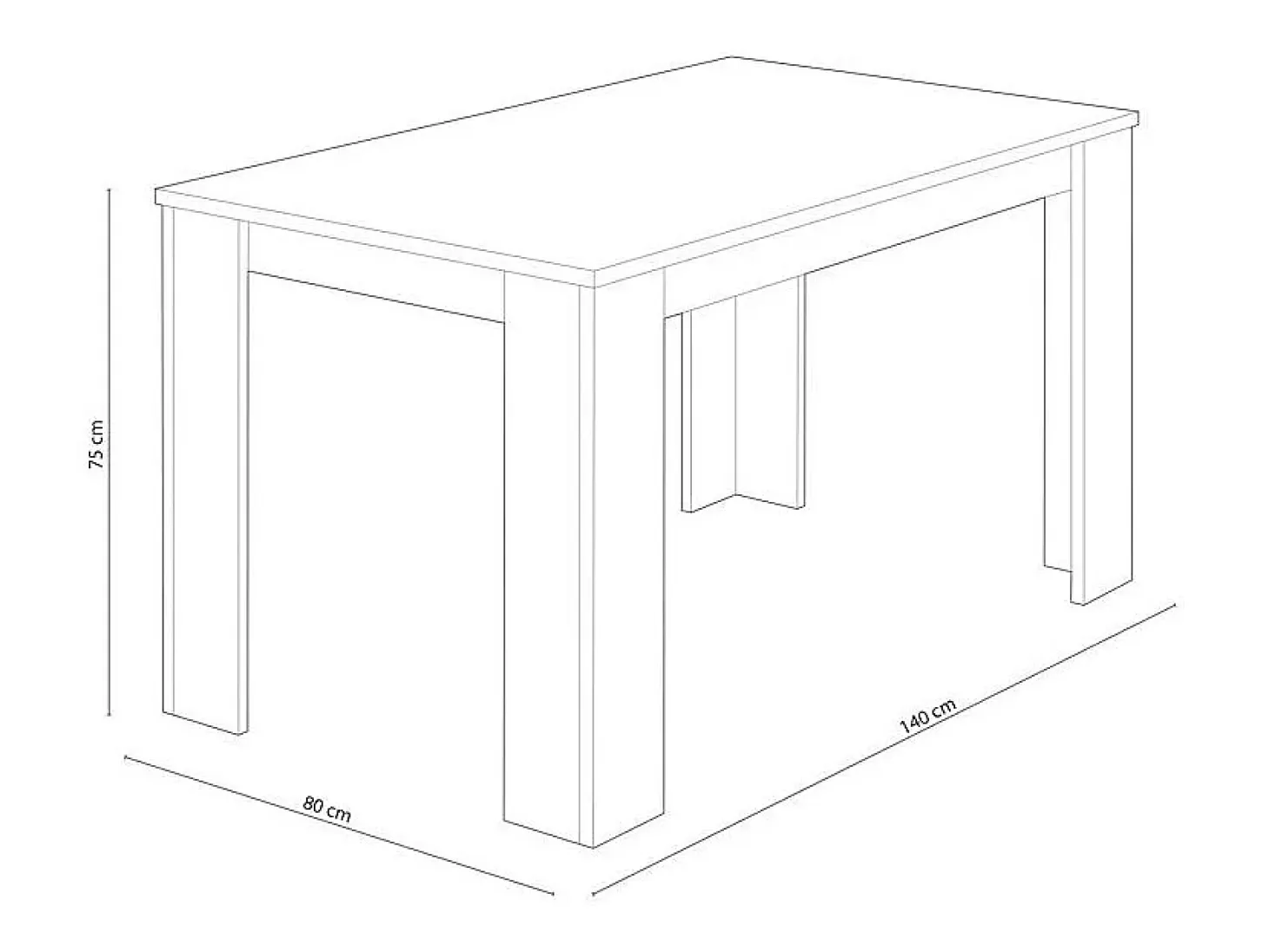 Mesa de comedor Berta fija roble/grafito 75x140x80 cm