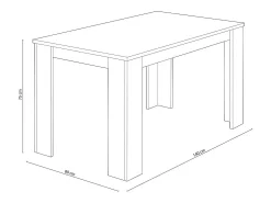 Mesa de comedor Berta fija roble/grafito 75x140x80 cm