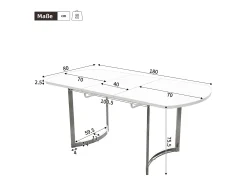 Mesa de comedor blanca - Mesa de comedor retráctil con patas plateadas - para comedor y sala de estar