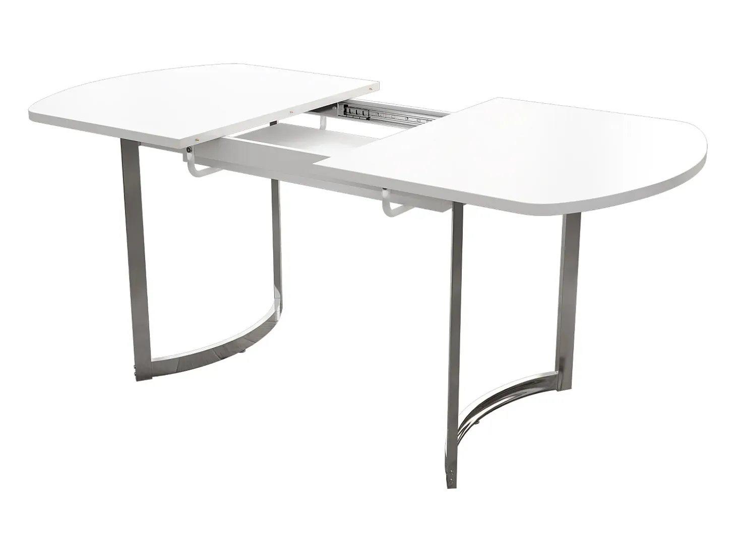 Mesa de comedor blanca - Mesa de comedor retráctil con patas plateadas - para comedor y sala de estar