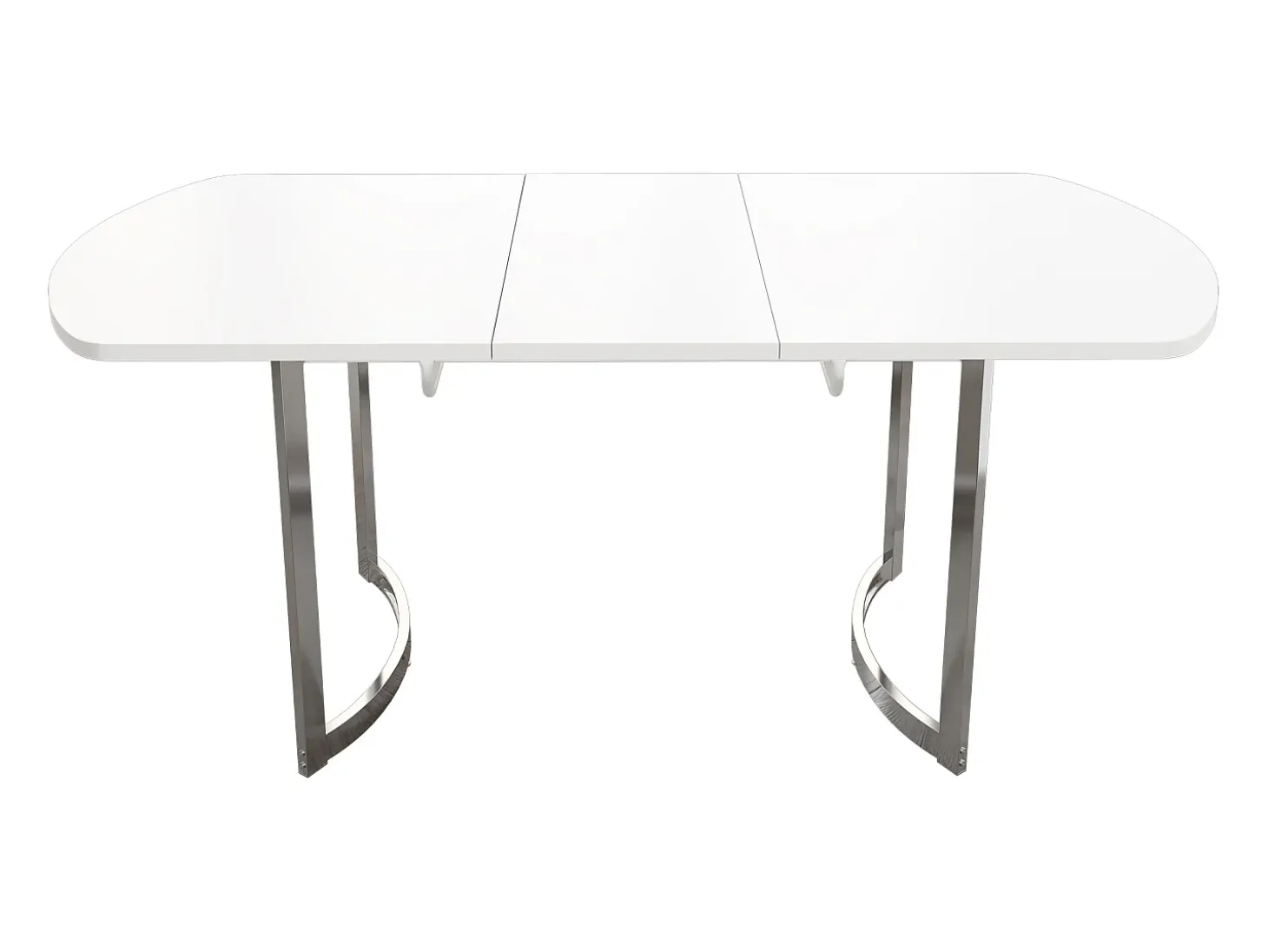 Mesa de comedor blanca - Mesa de comedor retráctil con patas plateadas - para comedor y sala de estar