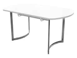 Mesa de comedor blanca - Mesa de comedor retráctil con patas plateadas - para comedor y sala de estar