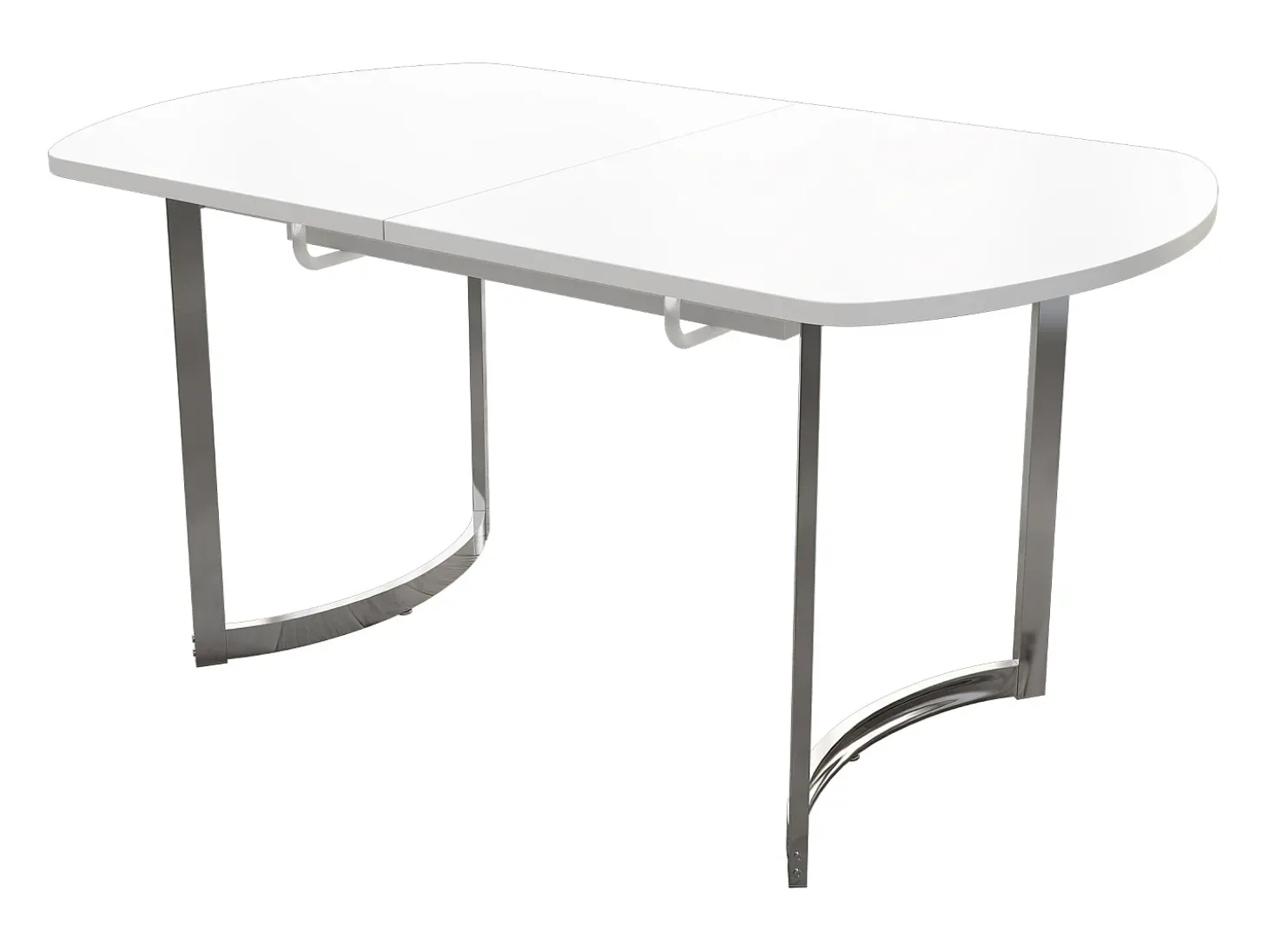 Mesa de comedor blanca - Mesa de comedor retráctil con patas plateadas - para comedor y sala de estar