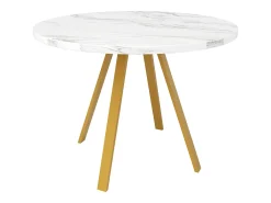 Mesa de comedor blanca - Mesa de comedor con tablero de MDF y patas de metal dorado - decoración estampada