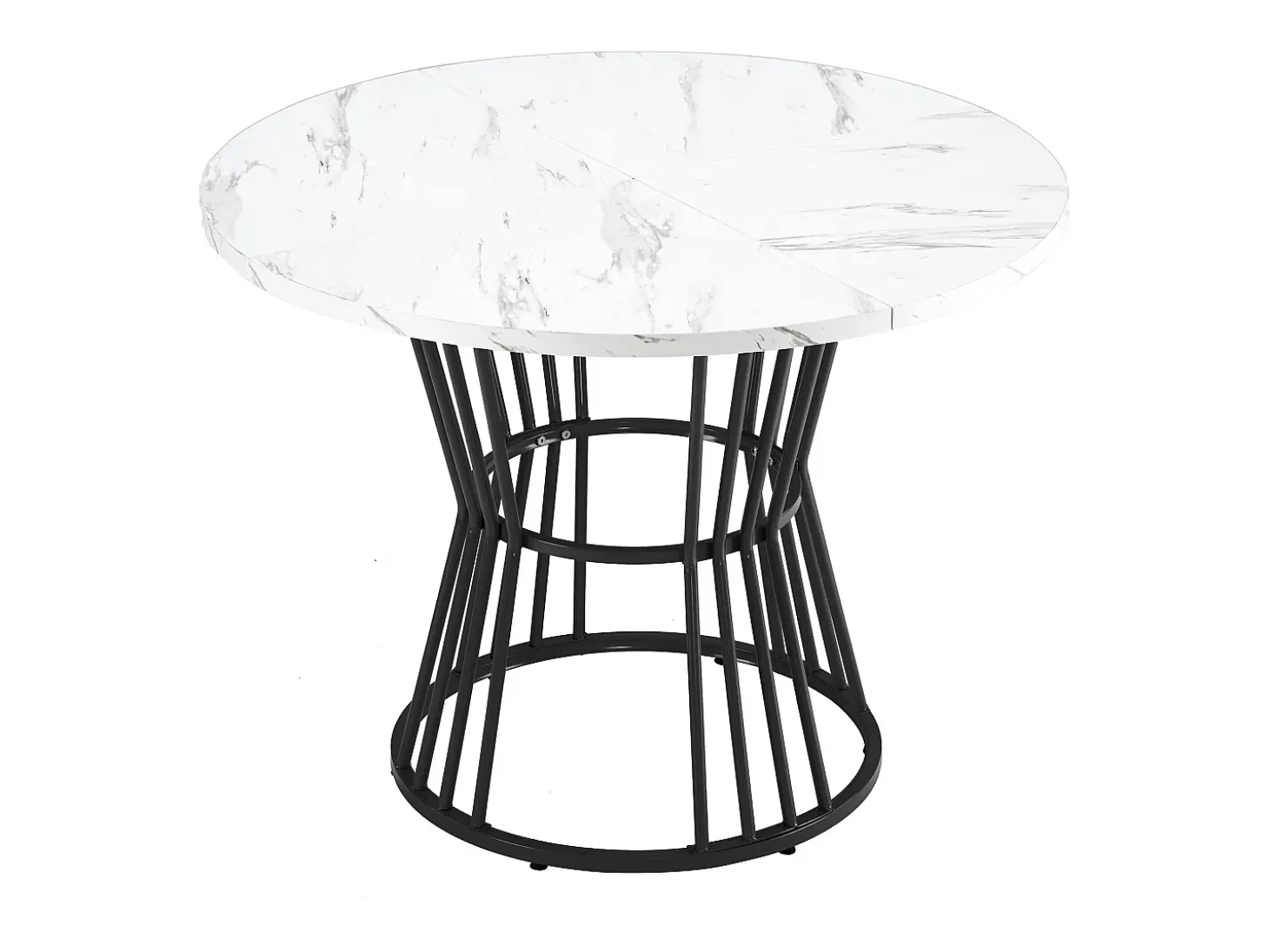 Mesa de comedor blanca - Mesa de comedor con tablero de MDF y patas de metal negro - decoración estampada