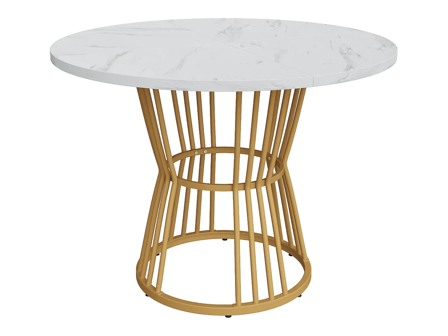 Mesa de comedor blanca - Mesa de comedor con tablero de MDF y patas de metal dorado - decoración estampada