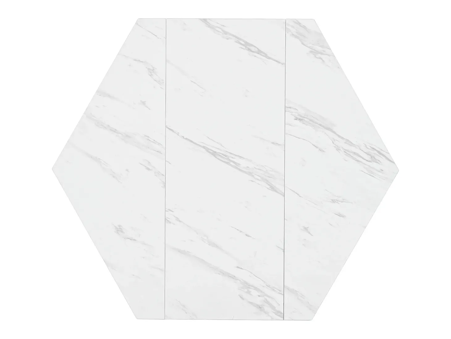 Mesa de comedor blanca - Mesa de comedor con tablero hexagonal y estructura de metal dorado - para comedor y sala de estar