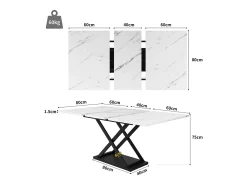 Mesa de comedor blanca - Mesa de comedor extensible con patas de hierro negro - para cocina y sala de estar