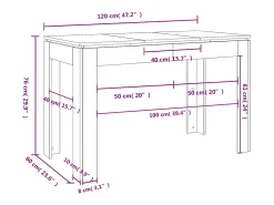Mesa de comedor Blanca 120x60x76 cm Madera de ingeniería