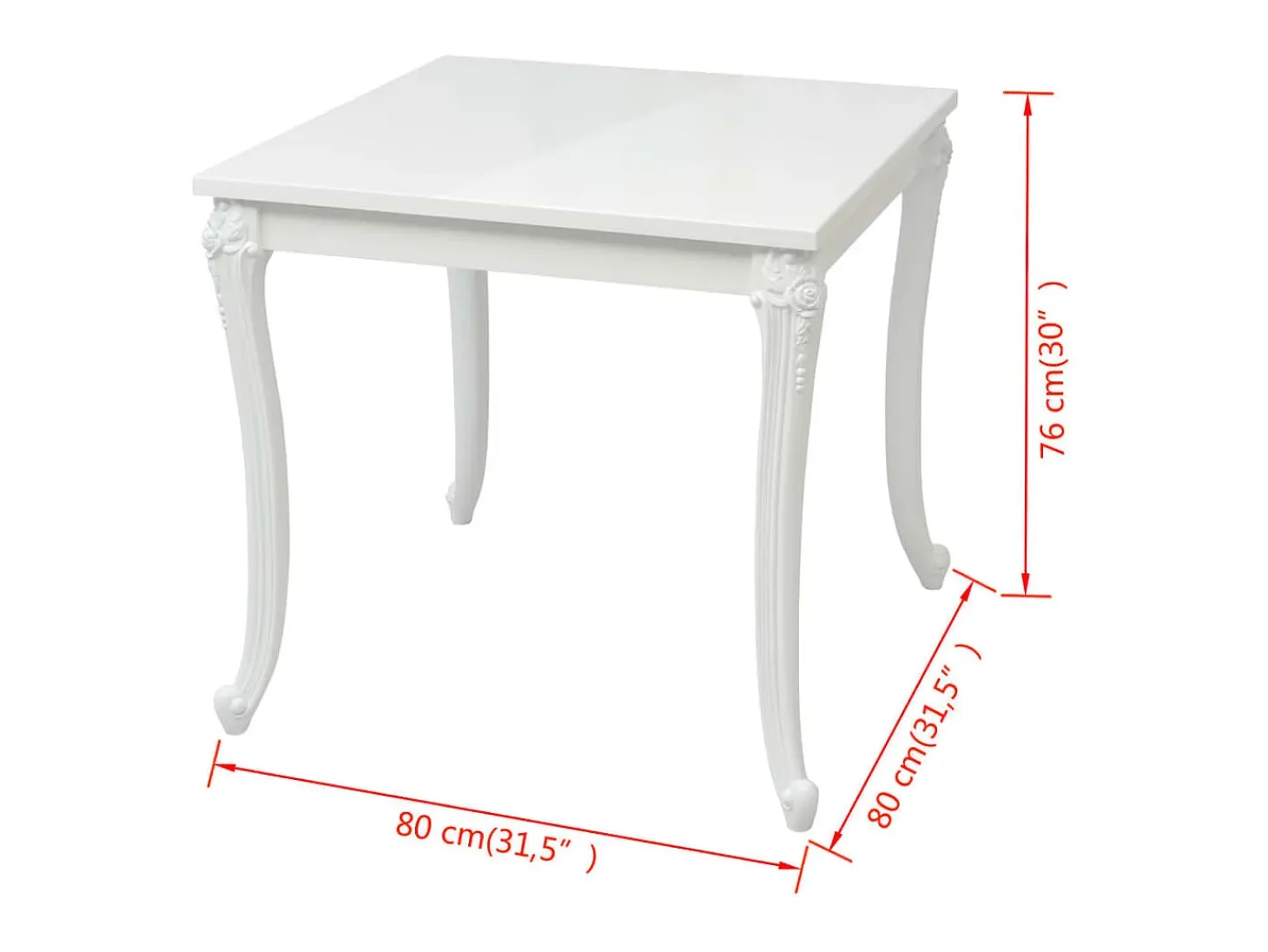 Mesa de comedor blanco brillante 80x80x76 cm ES744299