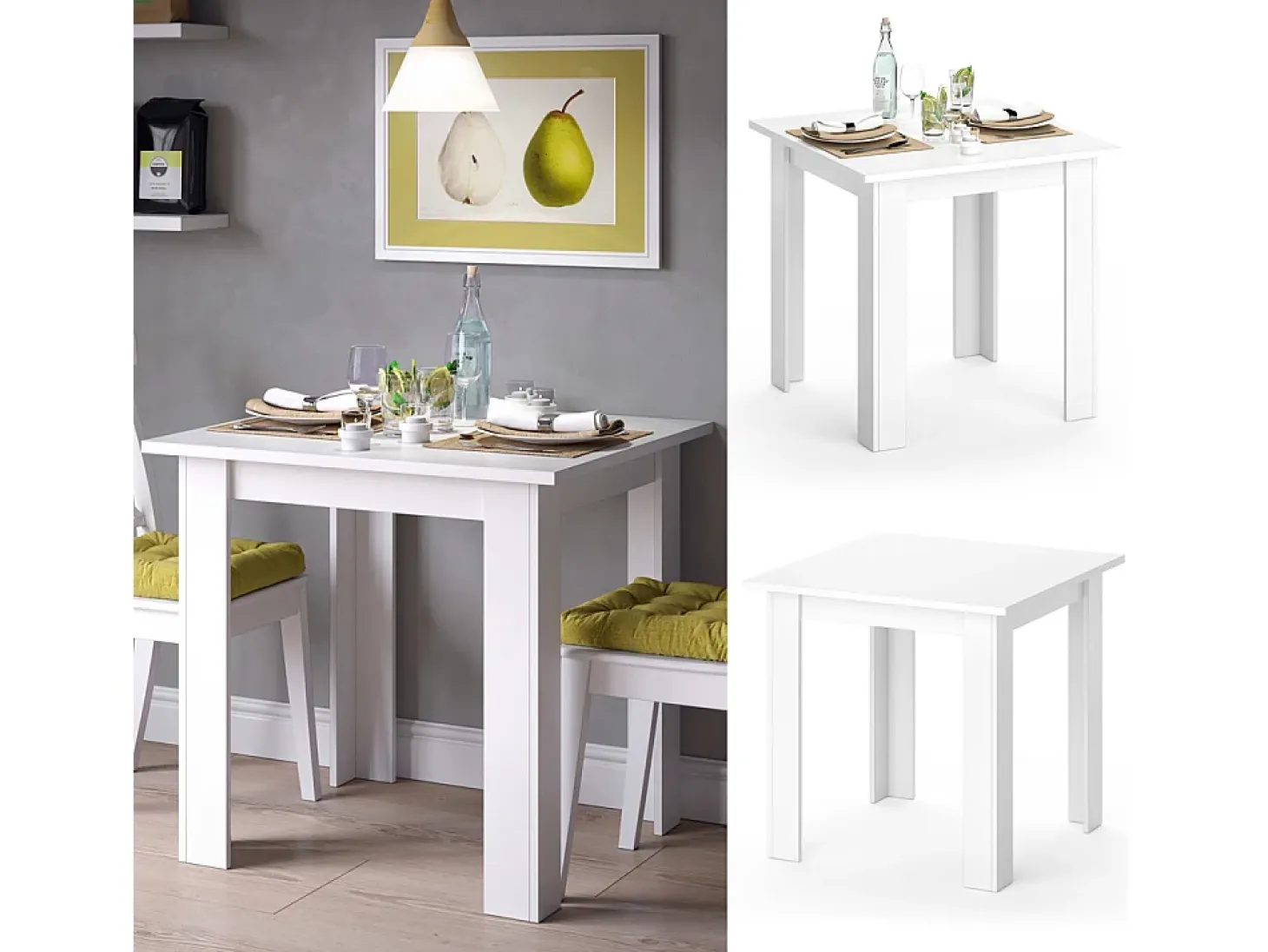 Mesa de comedor blanco 80x80x76.6 karlos