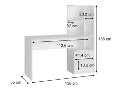 Mesa de comedor blanco 136x55x138 denton