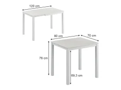 Mesa de comedor blanco 120x70x76 granny