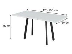 Mesa de comedor blanco/negro 160x80x76 tisko
