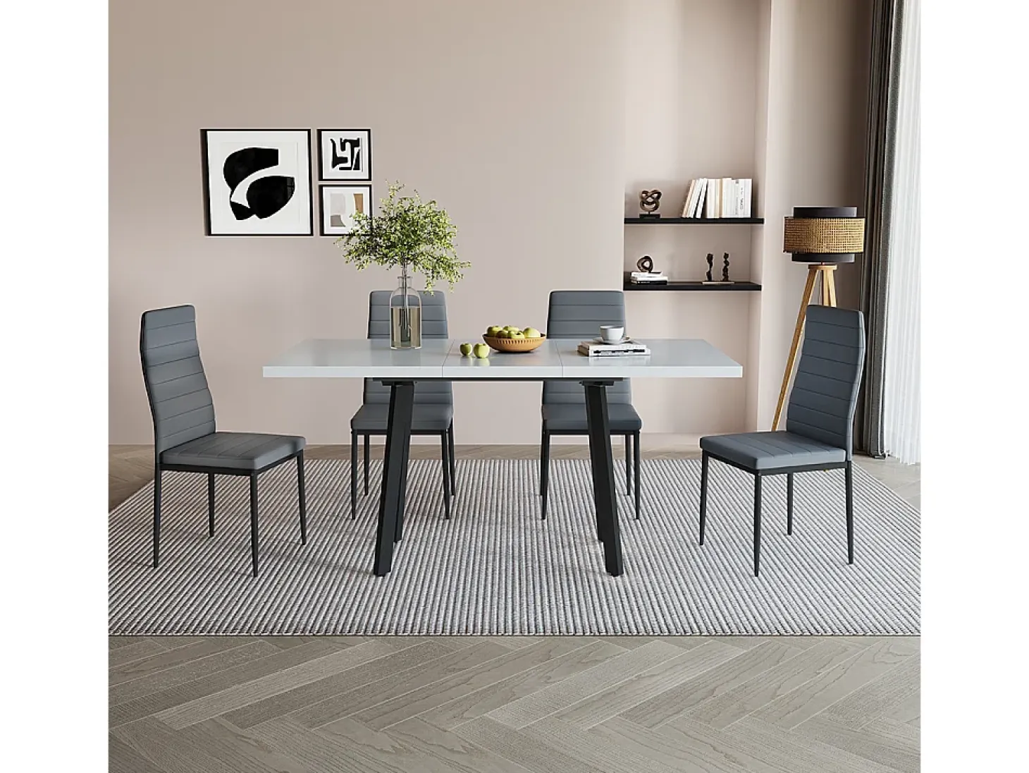 Mesa de comedor blanco/negro 160x80x76 tisko