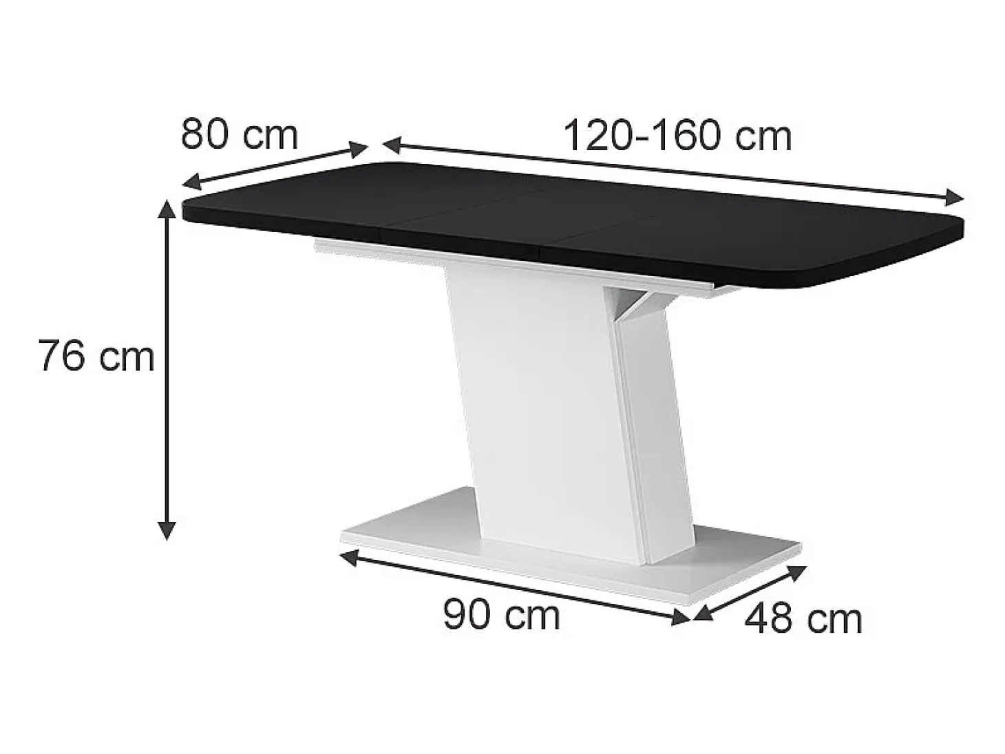 Mesa de comedor blanco/negro 120x80x77.3 fenaro