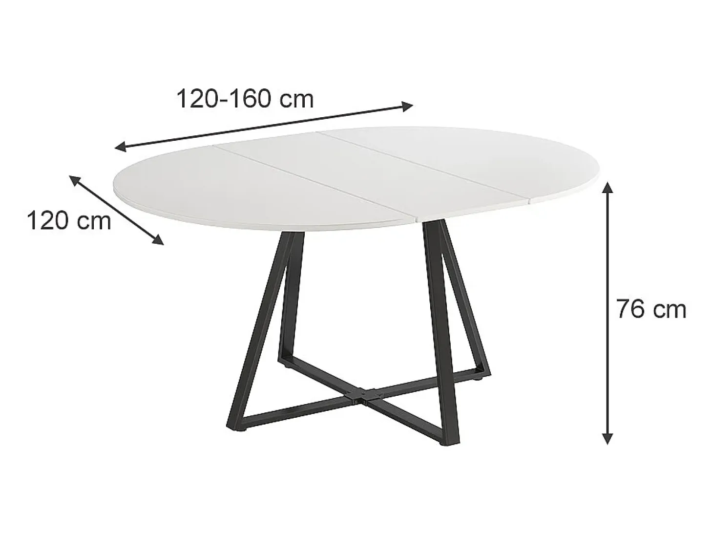 Mesa de comedor blanco/negro 120x120x75.8 loyd