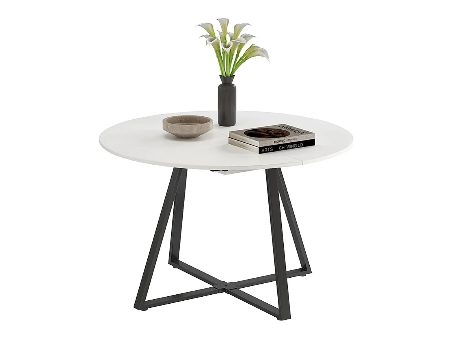 Mesa de comedor blanco/negro 120x120x75.8 loyd