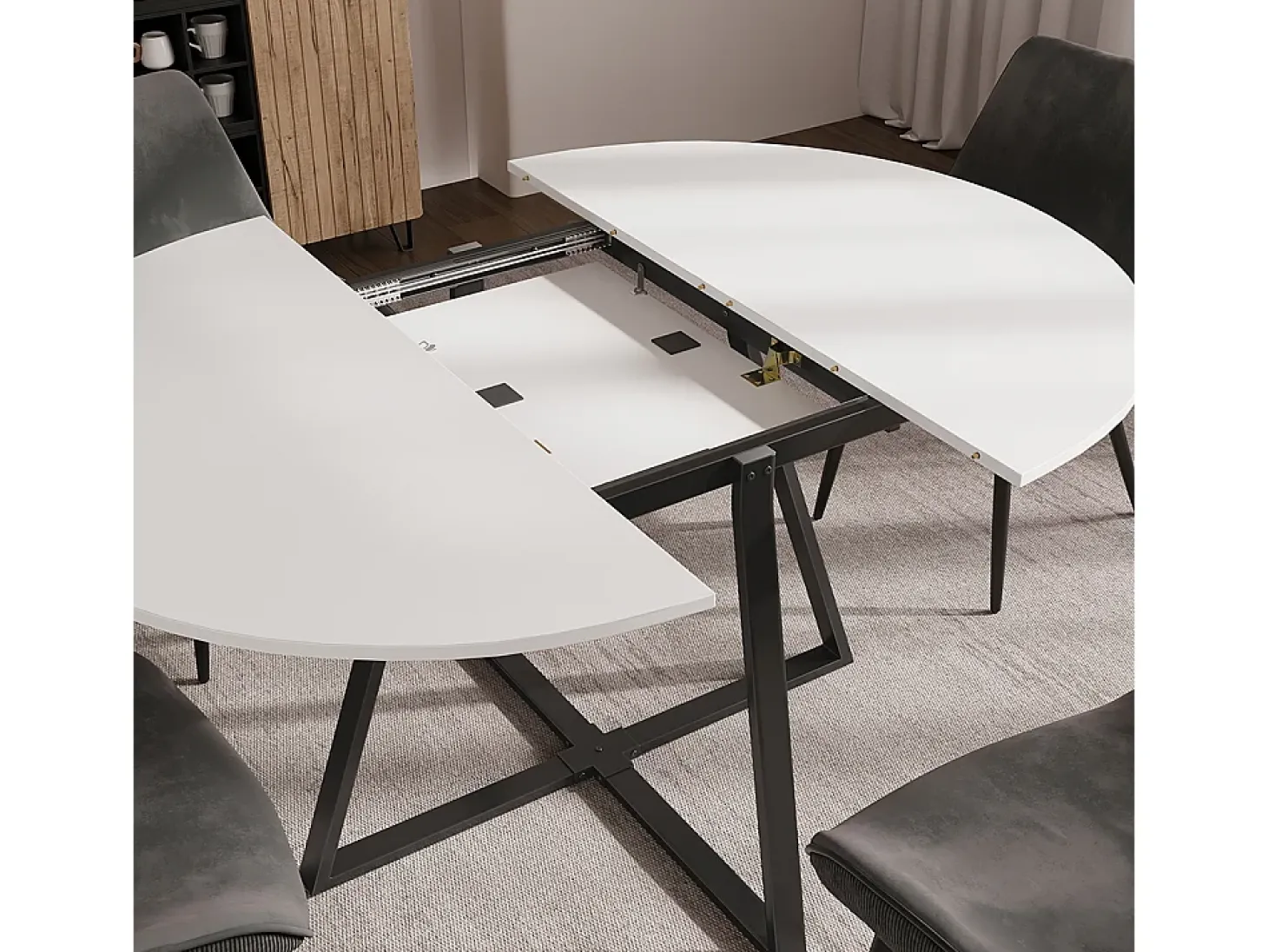 Mesa de comedor blanco/negro 120x120x75.8 loyd