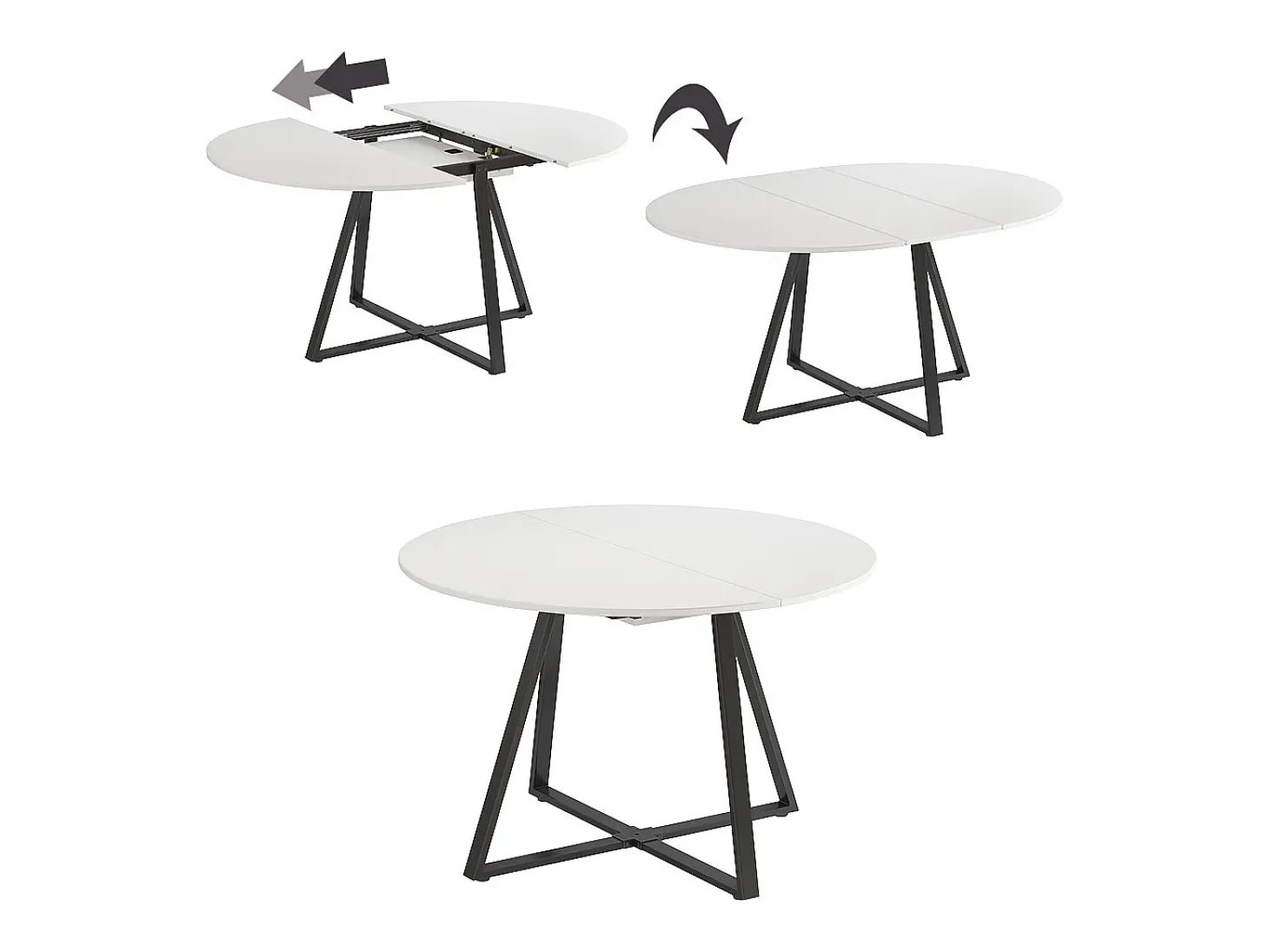 Mesa de comedor blanco/negro 120x120x75.8 loyd
