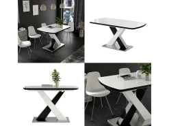 Mesa de comedor blanco/negro 120x80x76 chinto