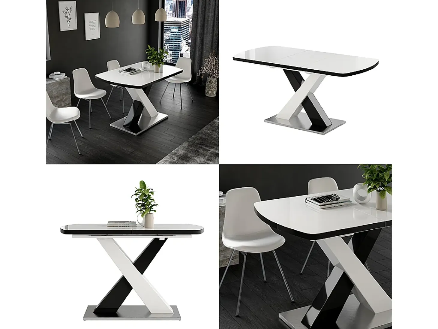 Mesa de comedor blanco/negro 120x80x76 chinto