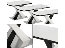 Mesa de comedor blanco/negro 120x80x76 chinto